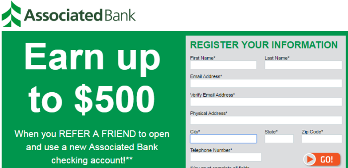 Associated Bank $500 Referral Bonus1