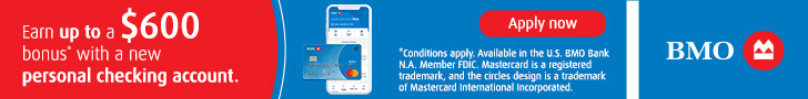 BMO Bank Personal Checking $600 Bonus